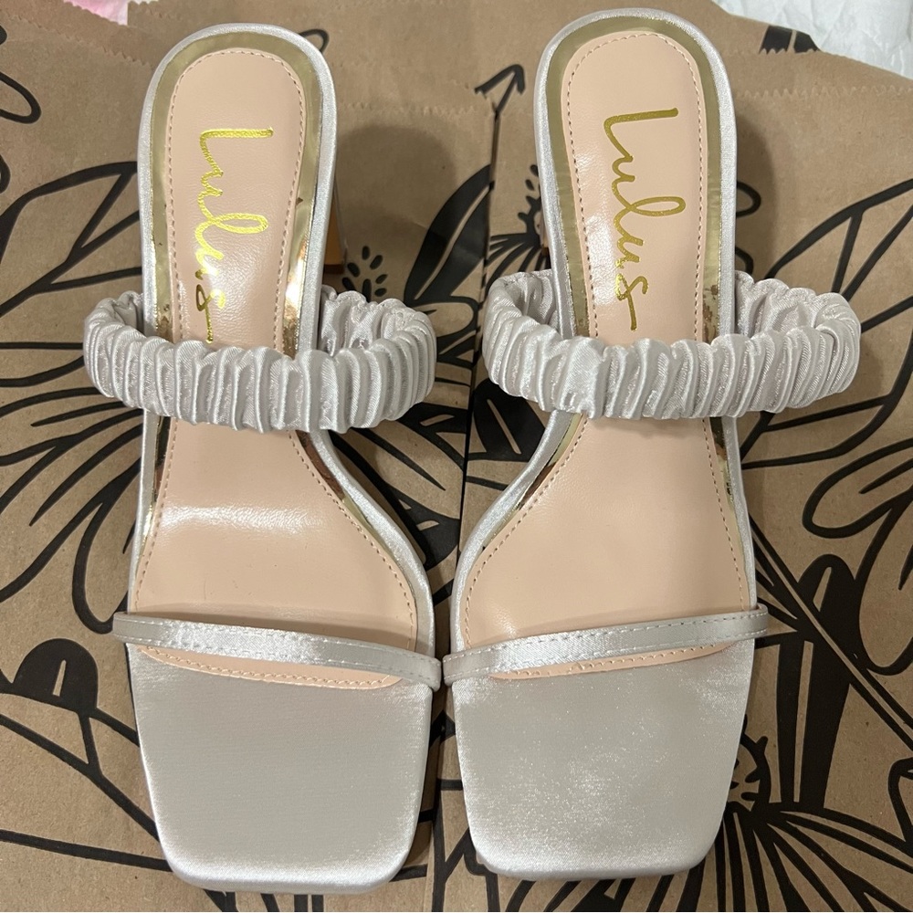 White Satin Heels